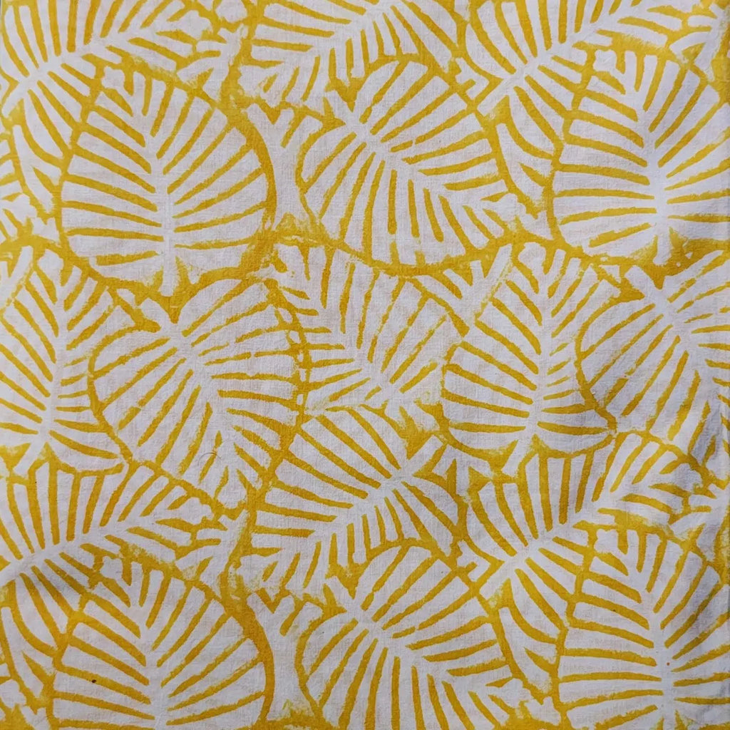 Sanganeri Hand Block Print Cotton Fabric – Yellow Floral Print
