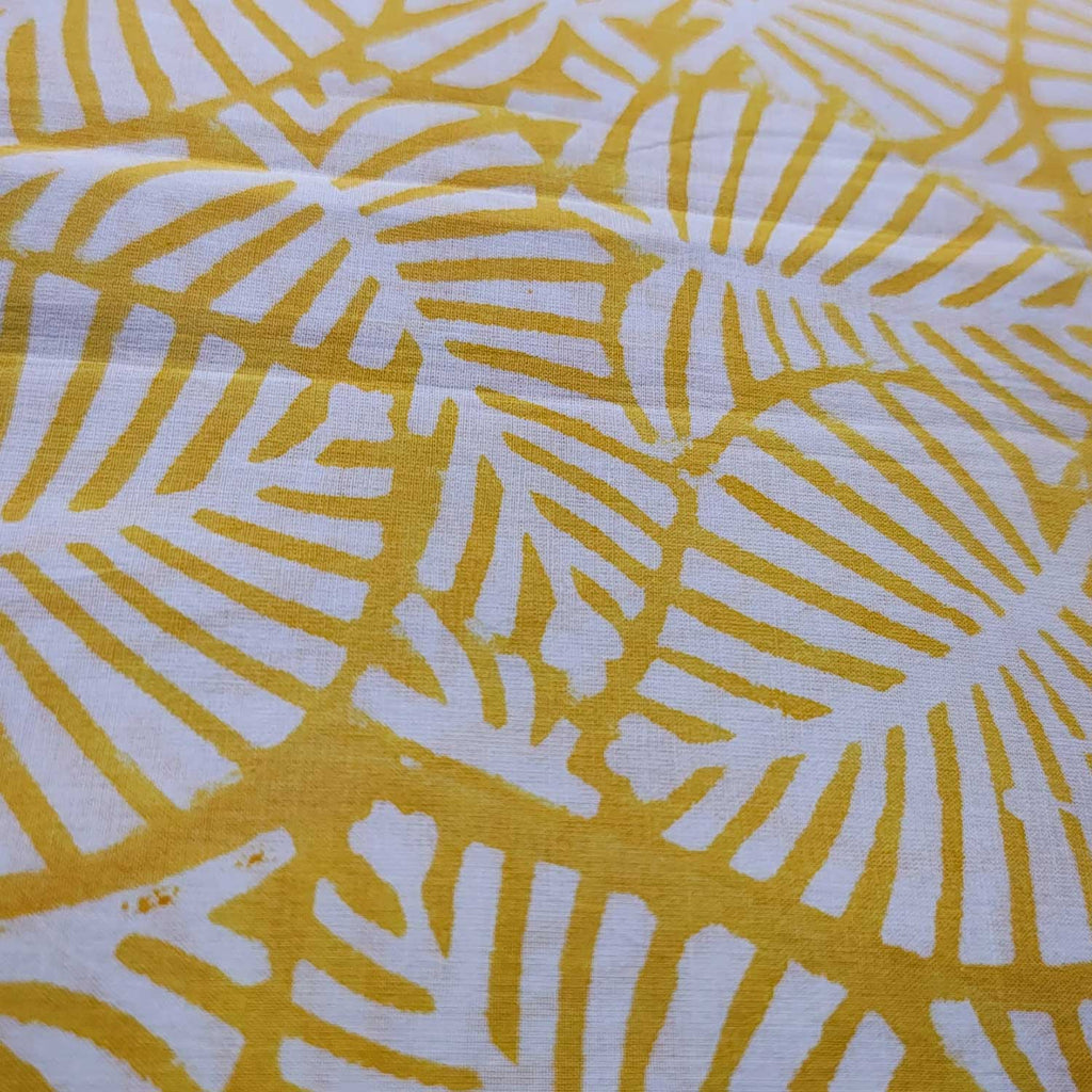 Handmade Bagru Print Textile – Yellow Floral Print Cotton Material