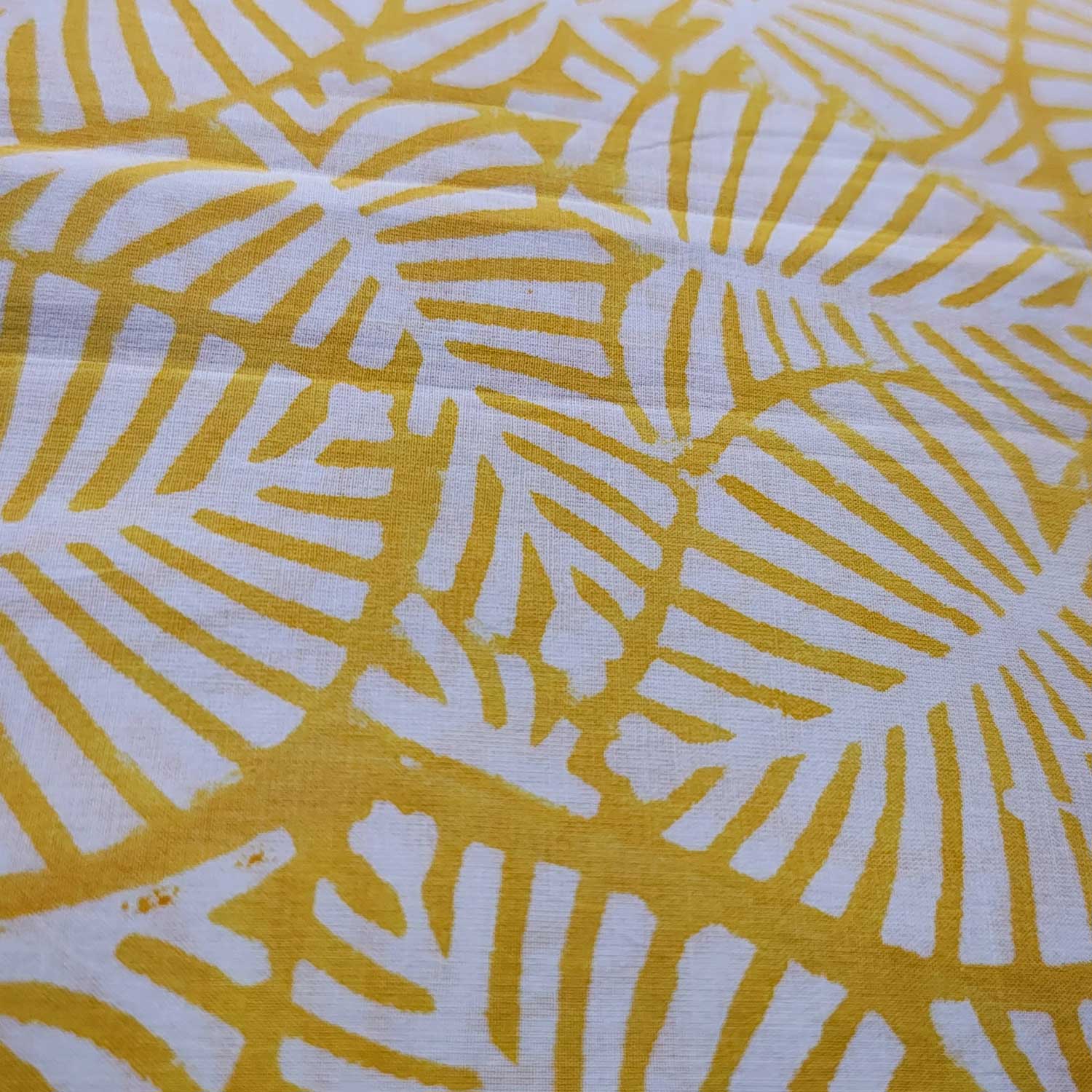 Handmade Bagru Print Textile – Yellow Floral Print Cotton Material