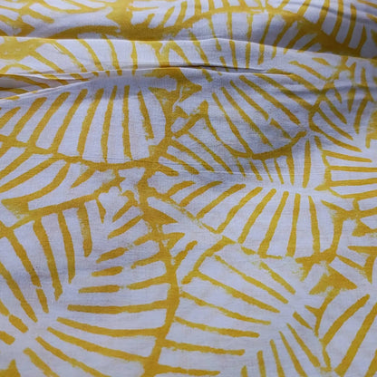Sanganeri Hand Block Print Cotton Fabric – Yellow Floral Print