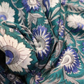 Handmade Bagru Print Textile – Blue Floral Print Cotton Material