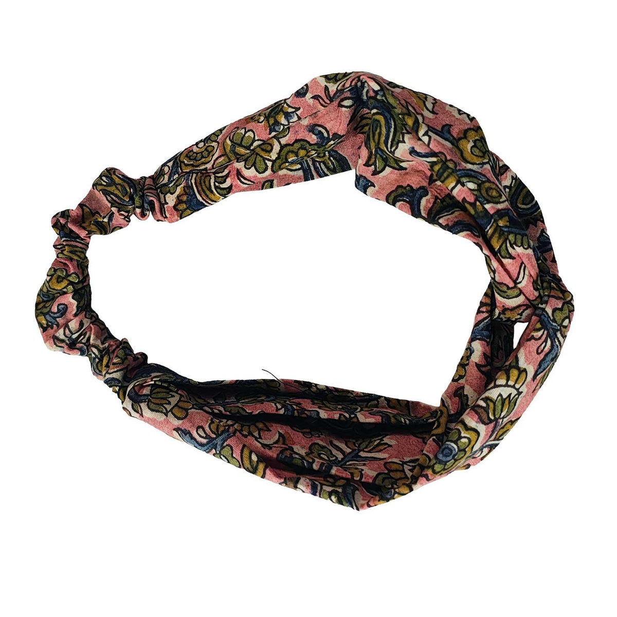 Handmade Cotton Twist Headband - Green Paisley Floral Print