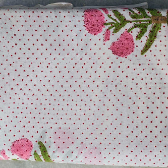 Sanganeri Hand Block Print Cotton Fabric – White Floral Print