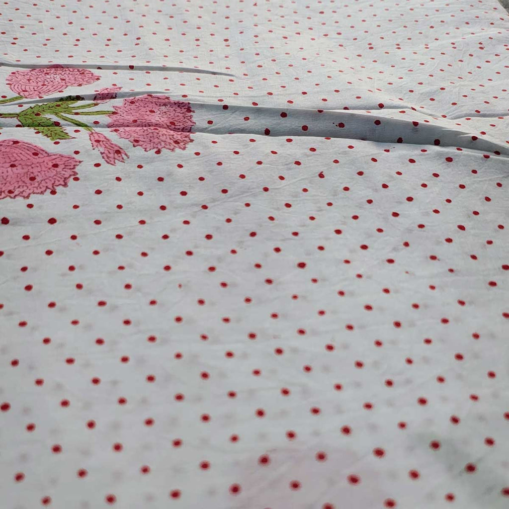 Handmade Bagru Print Textile –  White Floral Print Cotton Material