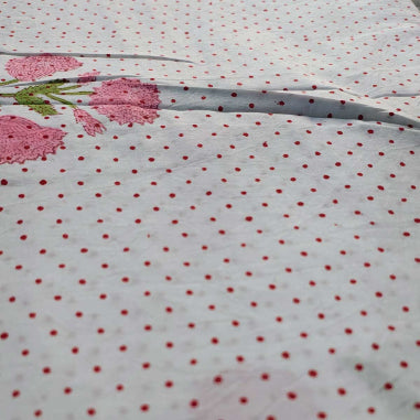 Handmade Bagru Print Textile –  White Floral Print Cotton Material