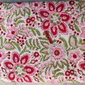 Sanganeri Hand Block Print Cotton Fabric – White And Pink Floral Print
