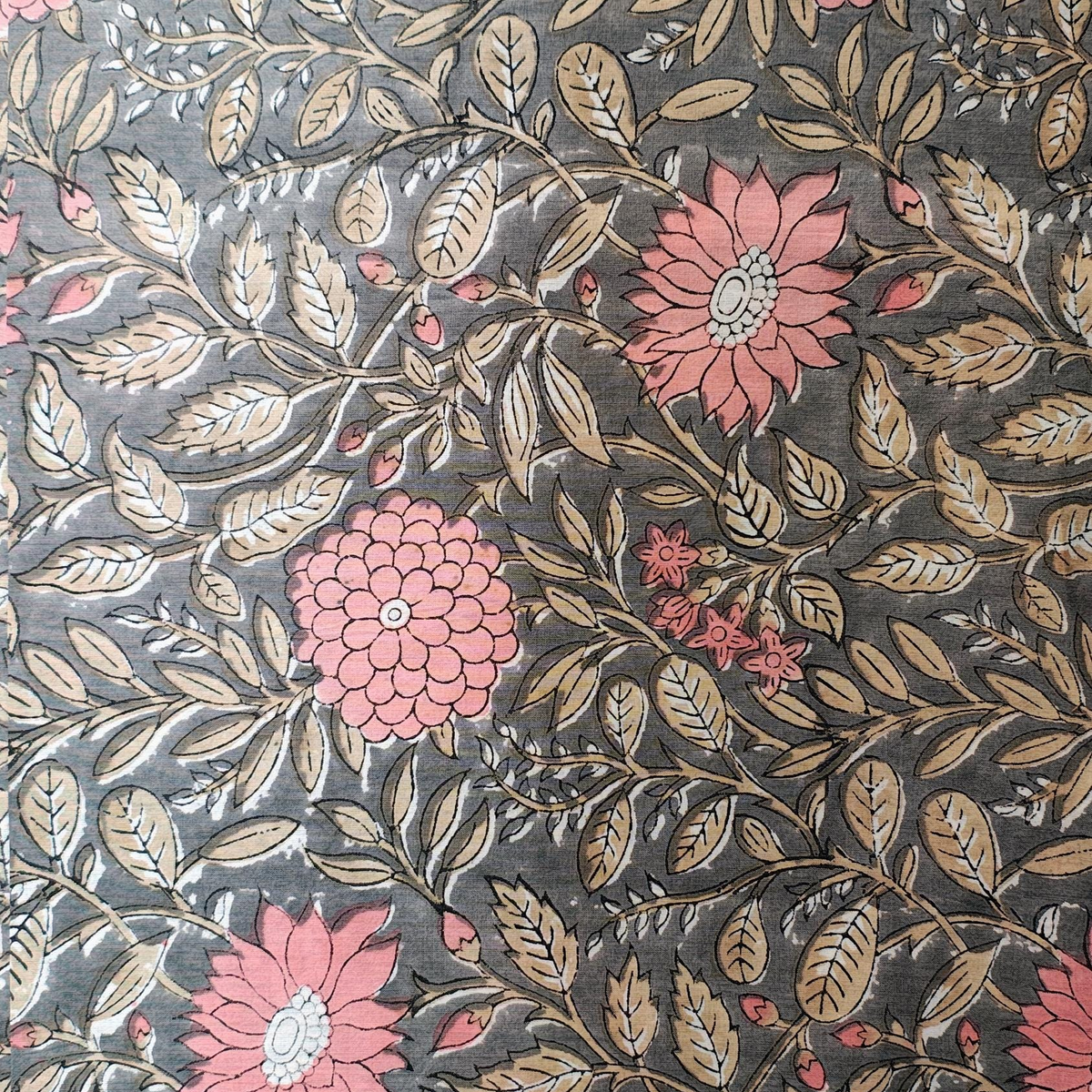 Natural Dye Indian Block Print Fabric by the Yard | Authentic Sanganeri Handloom Cotton Textile