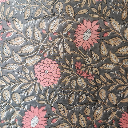 Natural Dye Indian Block Print Fabric by the Yard | Authentic Sanganeri Handloom Cotton Textile