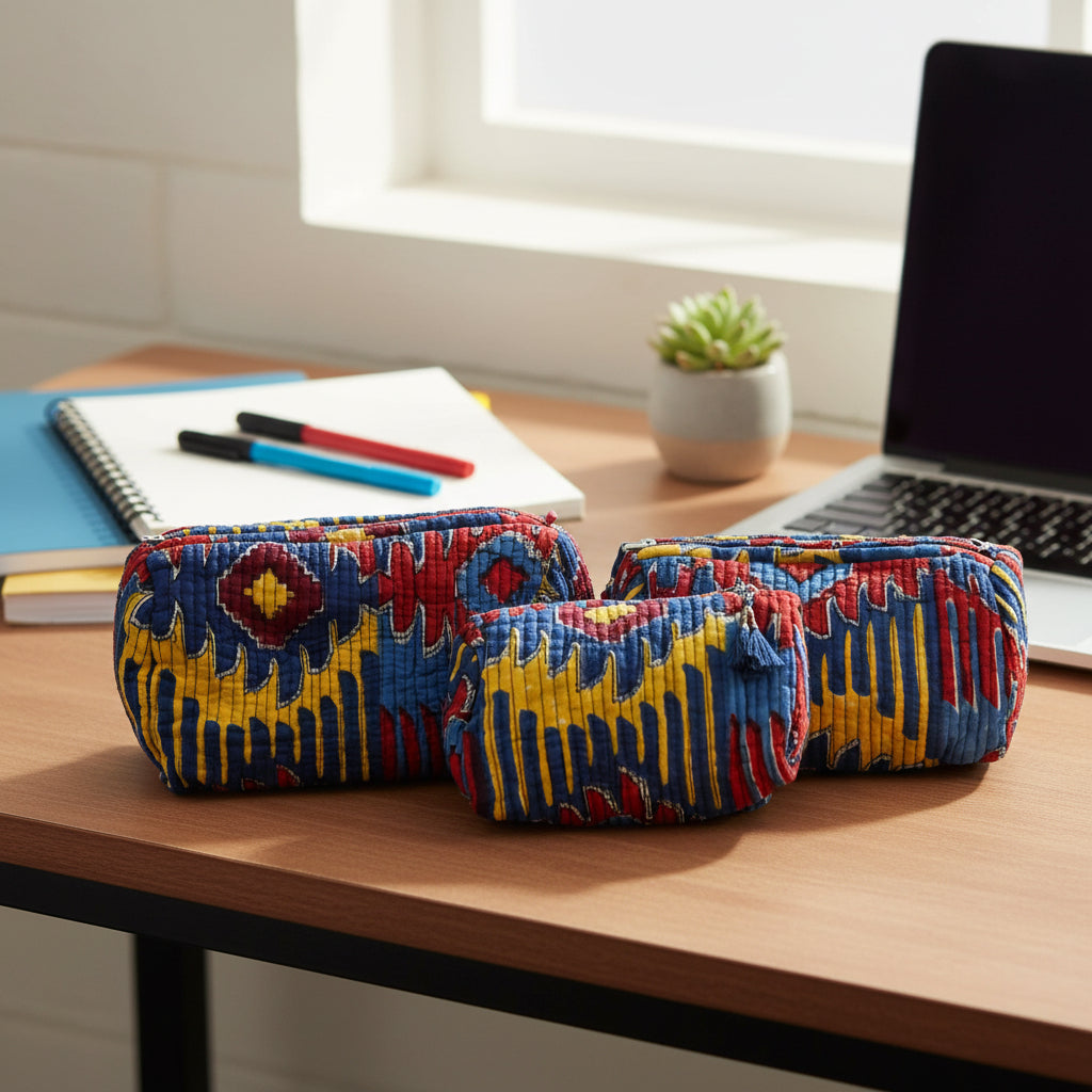 Colorful patterned fabric roll on a white background