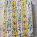 Handmade Bagru Print Textile –  Yellow Floral Print Cotton Material