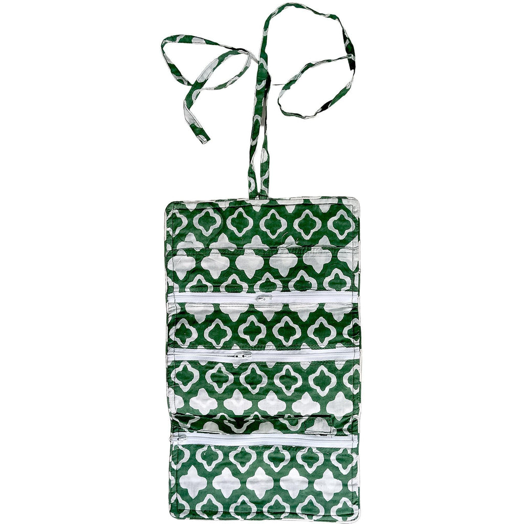 Handmade Floral Block Print Quilted Utility Pouch