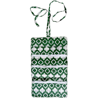 Handmade Floral Block Print Quilted Utility Pouch – Cotton Makeup & Travel Bag