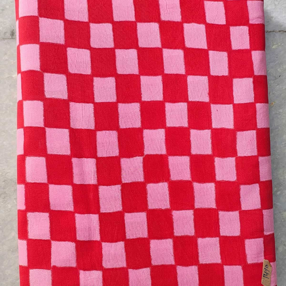 Handmade Bagru Print Textile – Red And Pink Floral Print Cotton Material