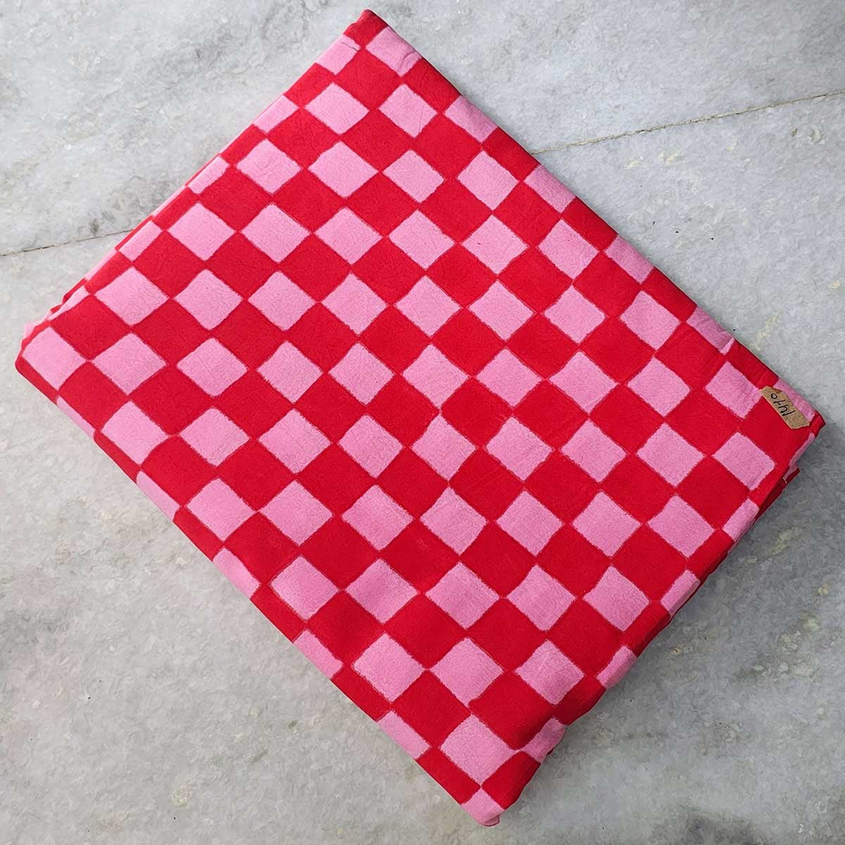 Handmade Bagru Print Textile – Red And Pink Floral Print Cotton Material