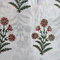 Sanganeri Hand Block Print Cotton Fabric – White Floral Print