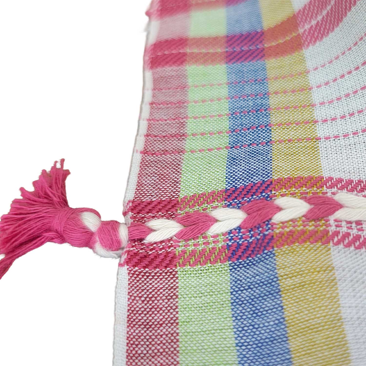 Handwoven Viscose Pink Color Kutch Bhujodi Stole with Tassels (W60cm X L210cm)
