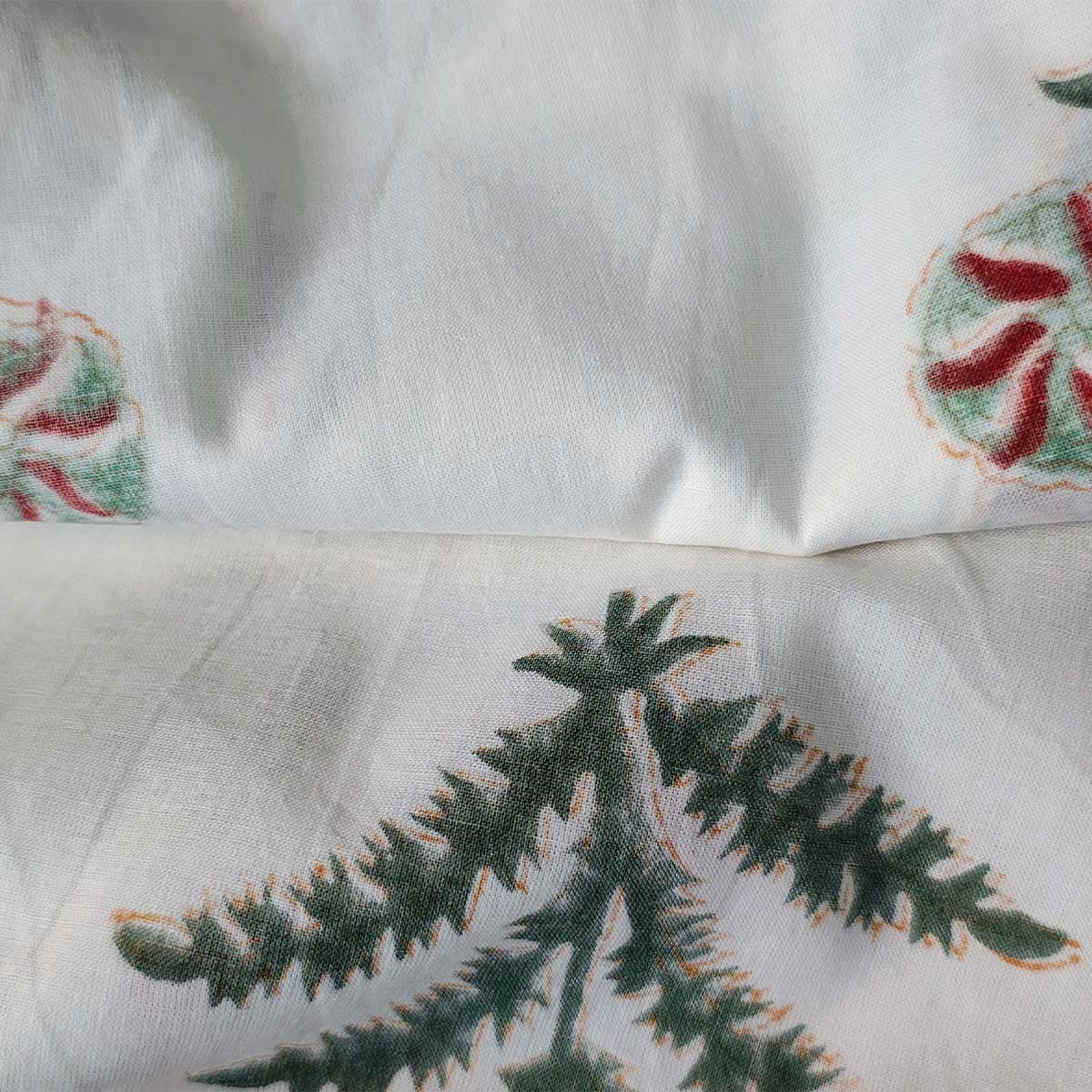 Handmade Bagru Print Textile – White Floral Print Cotton Material