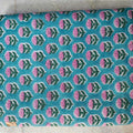 Sanganeri Hand Block Print Cotton Fabric – Teal Blue Floral Print