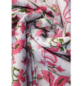 Handmade Bagru Print Textile – Pink Green And White Floral Cotton Material