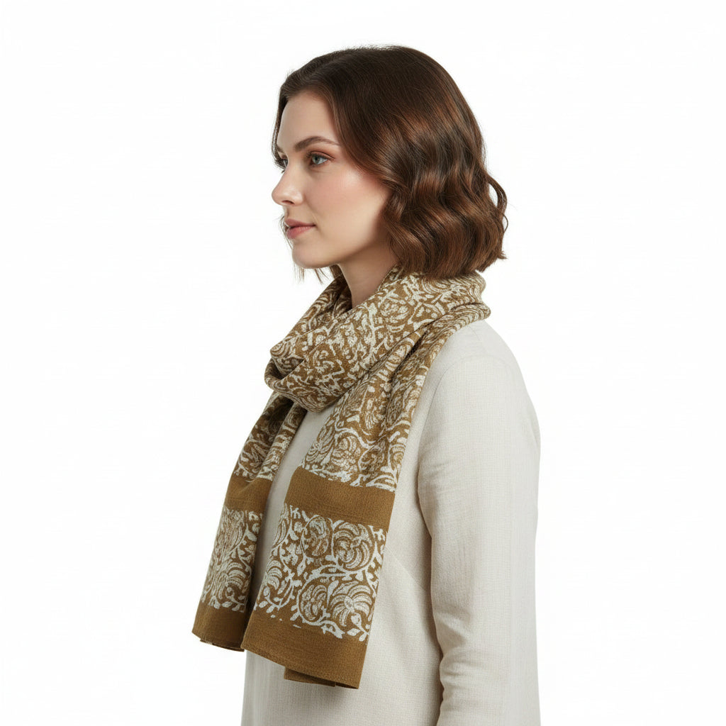 Kalamkari Hand Block Printed Cotton Stole – Women's Dupatta, Short & Standard Sizes