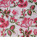 Sanganeri Hand Block Print Cotton Fabric – Pink Green And White Floral