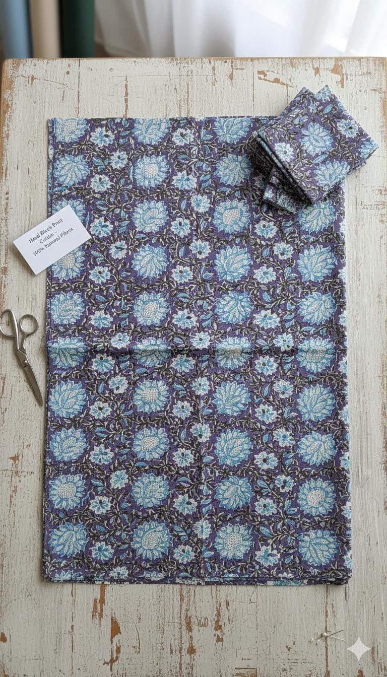 Sanganeri Hand Block Print Cotton Fabric