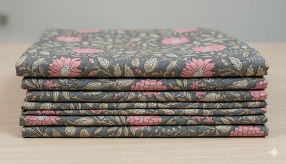 Natural Dye Indian Block Print Fabric by the Yard | Authentic Sanganeri Handloom Cotton Textile