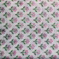 Sanganeri Hand Block Print Cotton Fabric – White Floral Print