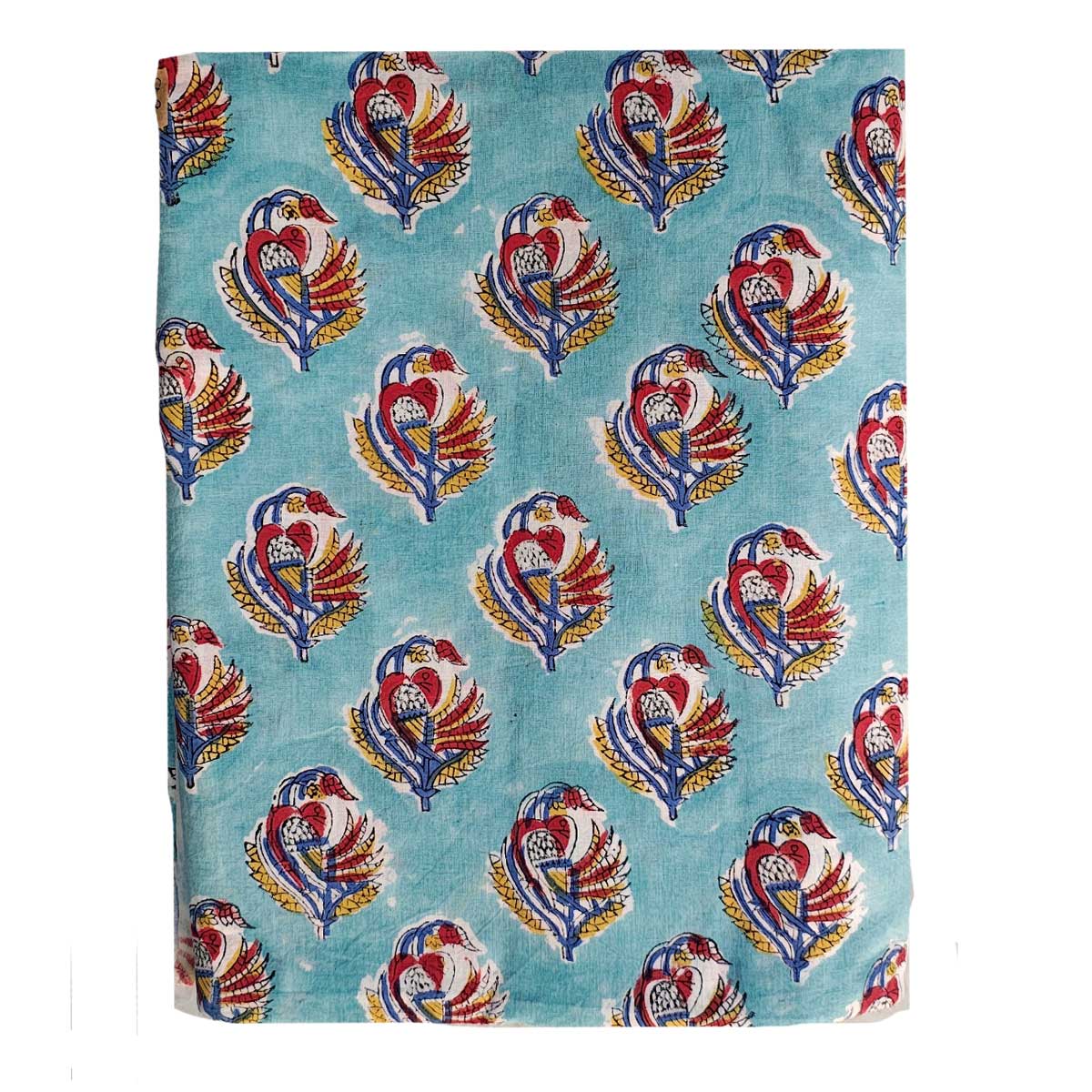 Handmade Bagru Print Textile –  Sky Blue Floral Print Cotton Material