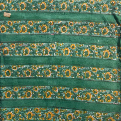 Handblock Printed Sanganeri Cotton Fabric – Green Floral Print Textile by the Yard