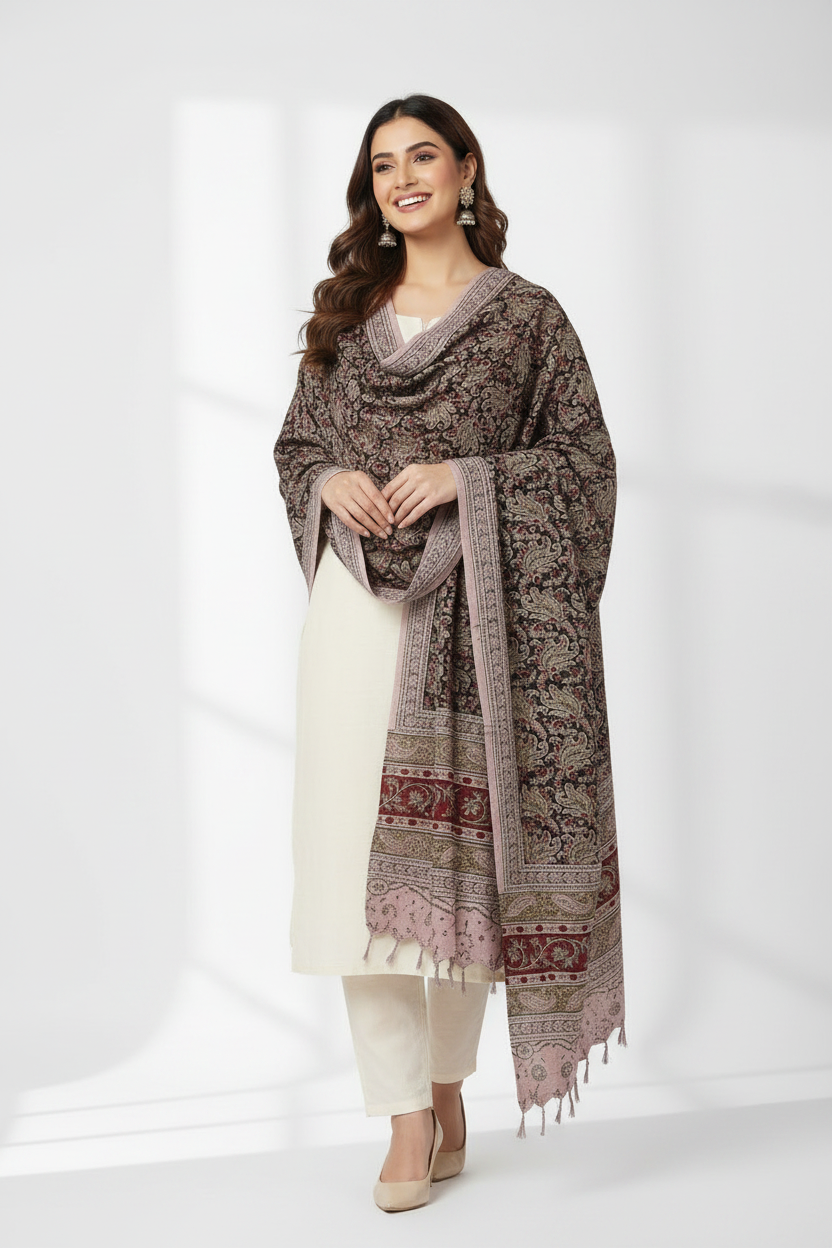 Kalamkari Hand Block Printed Cotton Dupatta – Women's Stole, Multisize