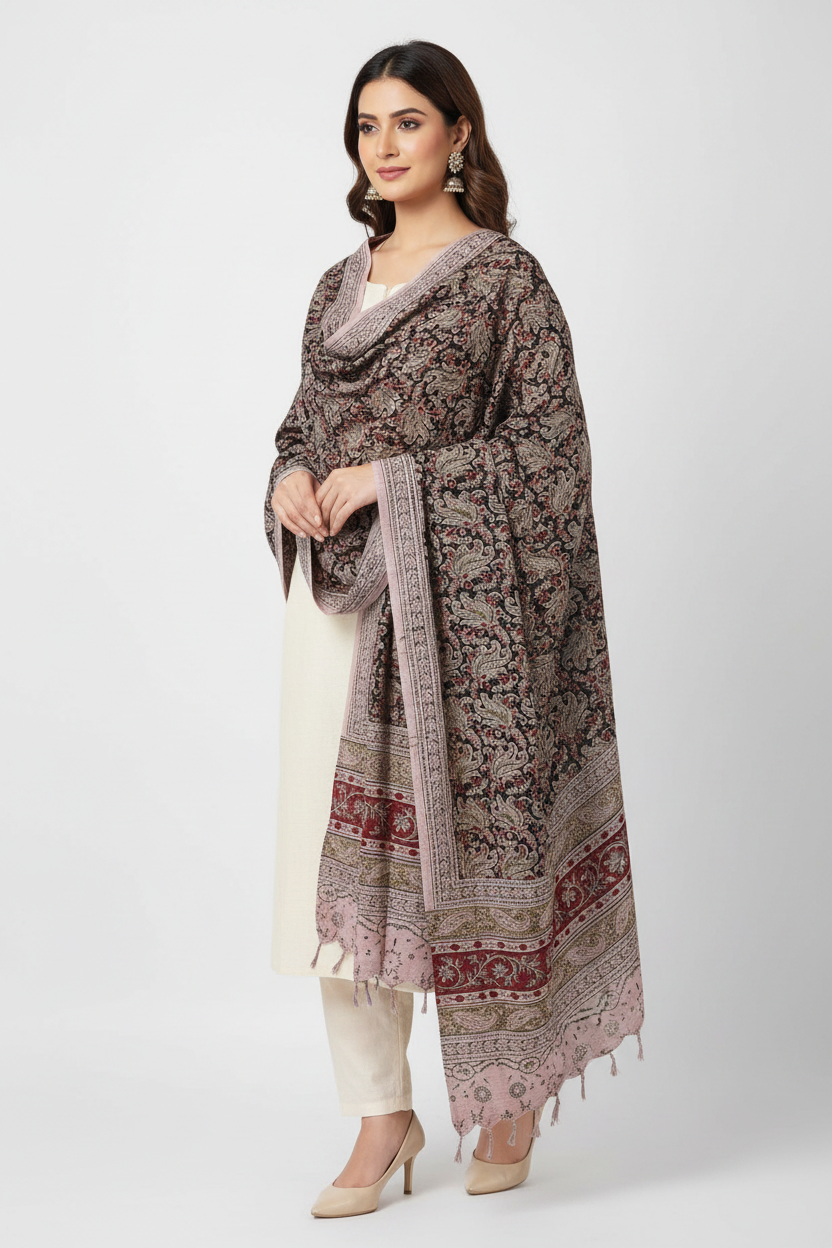 Hand Block Printed Kalamkari Cotton dupatta