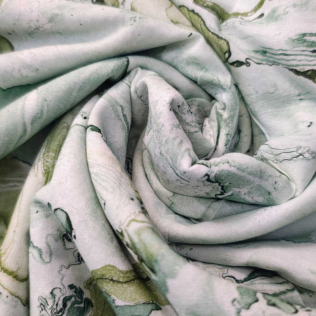 Sanganeri Hand Block Print Cotton Fabric – Mint Green Floral Print