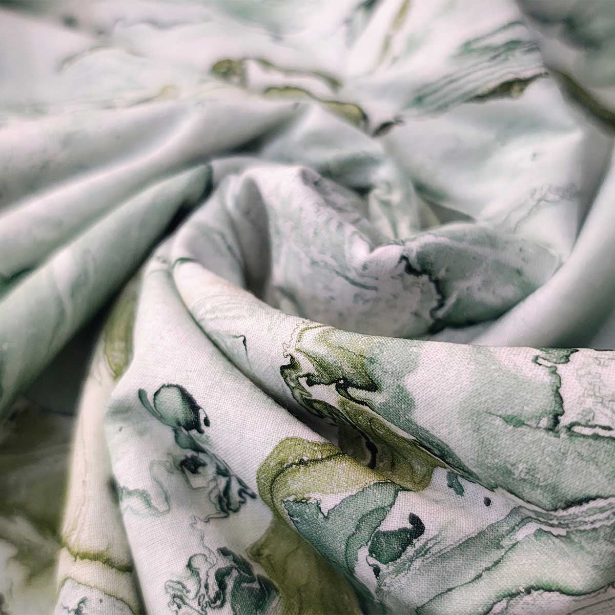 Handmade Bagru Print Textile – Mint Green Floral Print Cotton Material