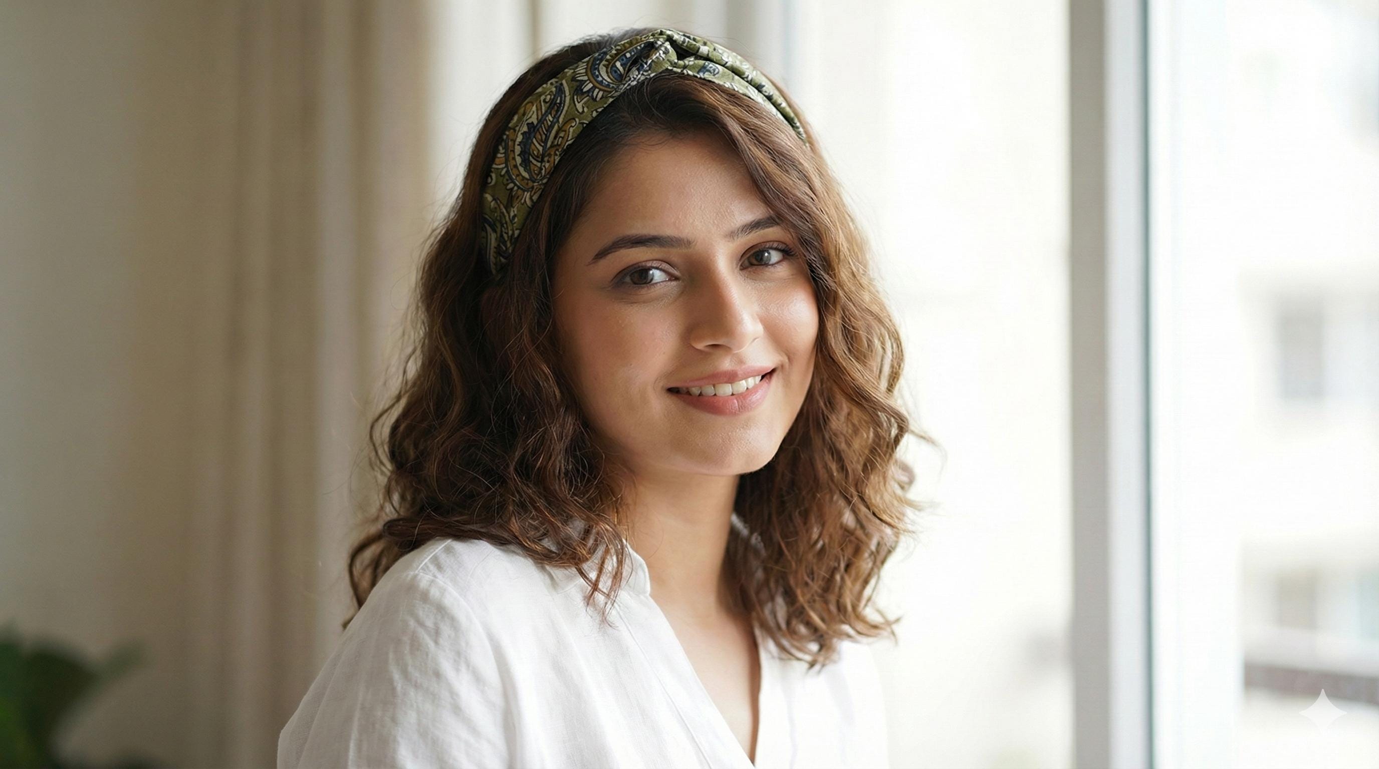 Handmade Cotton Twist Headband – Green Paisley Floral Hair Accessory