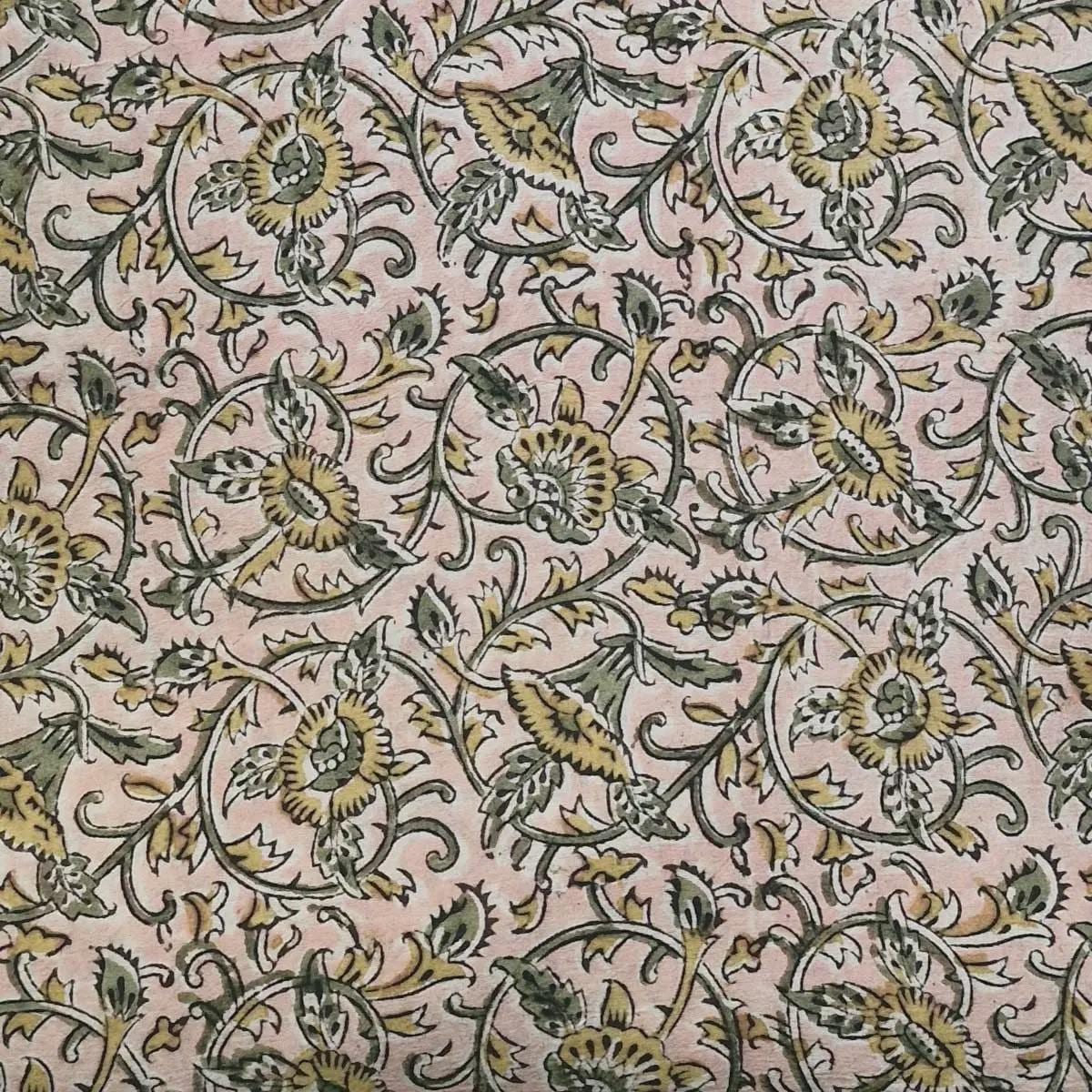 Handcrafted Kalamkari Textile with Leaf Motifs