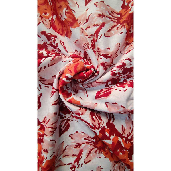Sanganeri Hand Block Print Cotton Fabric – Rust Rose Floral