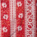 Sanganeri Hand Block Print Cotton Fabric – Red Floral Vine Stripe