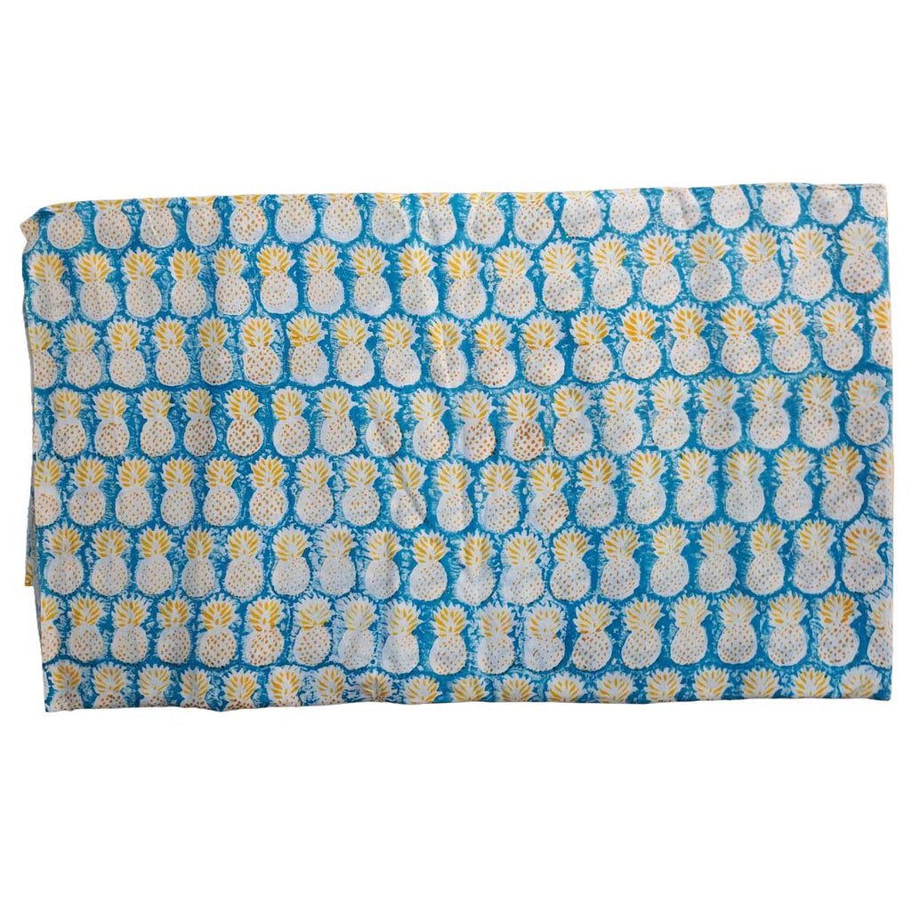 Handmade Bagru Print Textile – Light Blue Floral Cotton Material