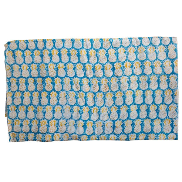 Handmade Bagru Print Textile – Light Blue Floral Cotton Material