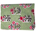 Sanganeri Hand Block Print Cotton Fabric – Green And Red Floral