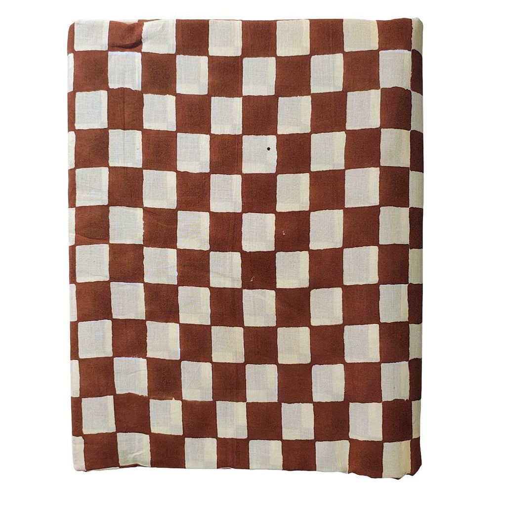 Handmade Bagru Print Textile – Brown And Beige Floral Cotton Material