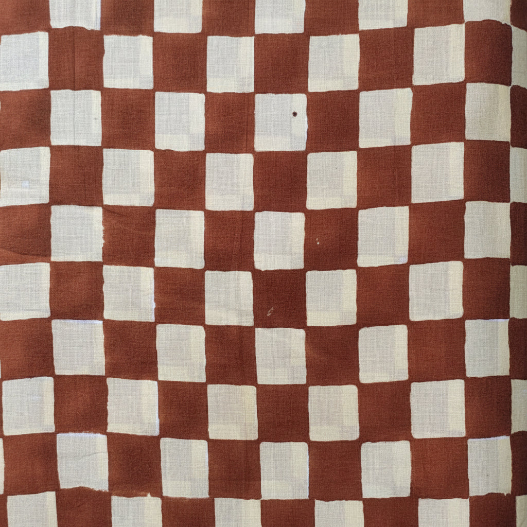 Sanganeri Hand Block Print Cotton Fabric – Brown And Beige Floral