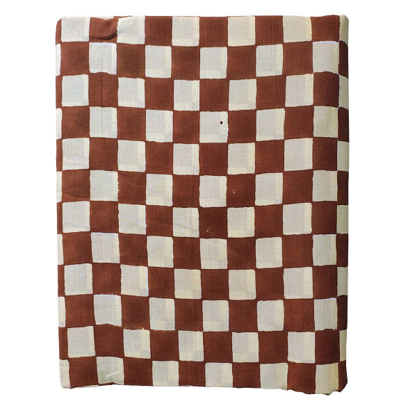 Handmade Bagru Print Textile – Brown And Beige Floral Cotton Material