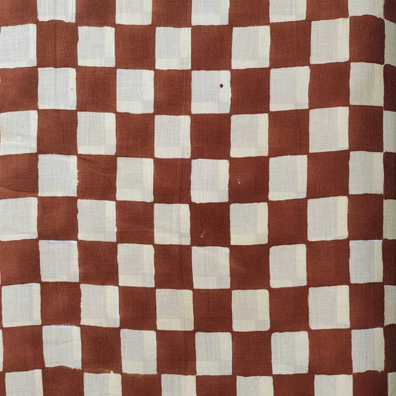 Sanganeri Hand Block Print Cotton Fabric – Brown And Beige Floral