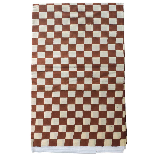 Handmade Bagru Print Textile – Brown And Beige Floral Cotton Material