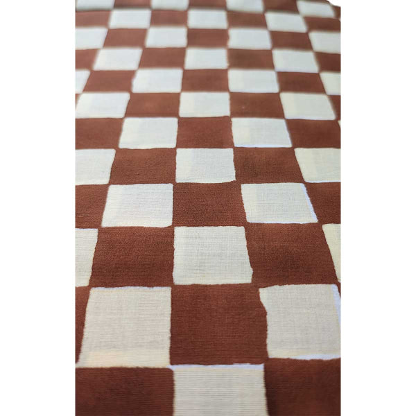 Sanganeri Hand Block Print Cotton Fabric – Brown And Beige Floral