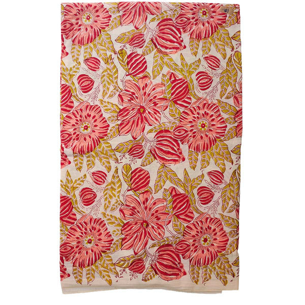 Sanganeri Hand Block Print Cotton Fabric – Red And Green Floral