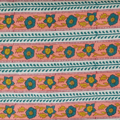 Sanganeri Hand Block Print Cotton Fabric – Peach Floral