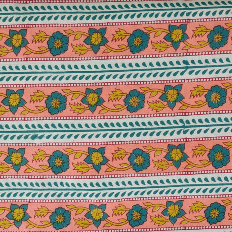Sanganeri Hand Block Print Cotton Fabric – Peach Floral